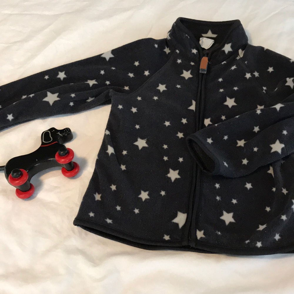 ⭐️ H&M Stars Fleece Jacket Black & White Coat
